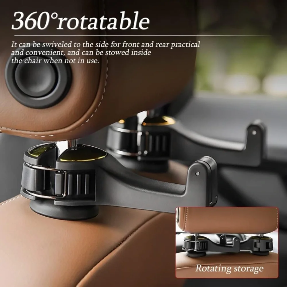 1 PCS Car Headrest Hidden Hook, 2 in 1 Multifunctional Car Seat Back headrest